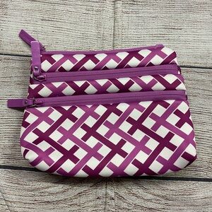 Vera Bradley, fuchsia, pink white organizer, cosmetic bag, lots of pockets